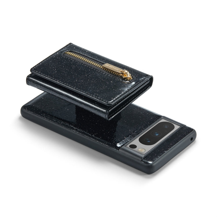 For Google Pixel 8 Pro DG.MING M3 Series Glitter Powder Card Bag Leather Case(Black) by DG.MING