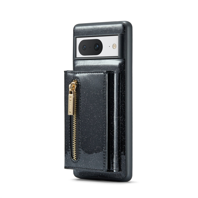 For Google Pixel 8 DG.MING M3 Series Glitter Powder Card Bag Leather Case(Black) by DG.MING