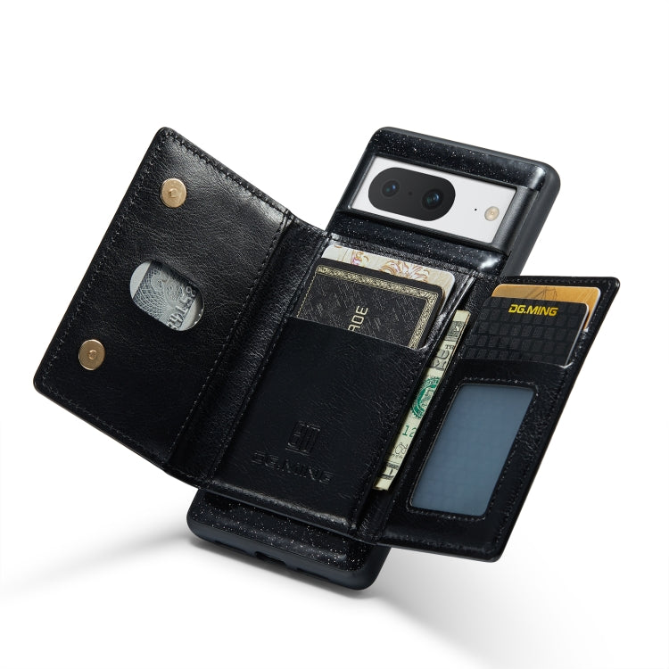 For Google Pixel 8 DG.MING M3 Series Glitter Powder Card Bag Leather Case(Black) by DG.MING