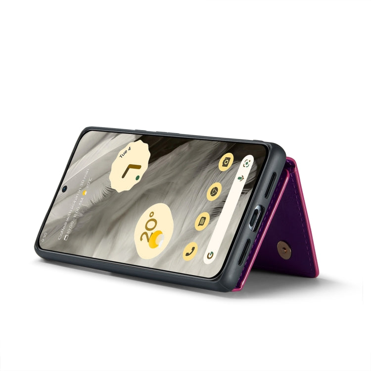 For Google Pixel 8 DG.MING M3 Series Glitter Powder Card Bag Leather Case(Dark Purple) by DG.MING