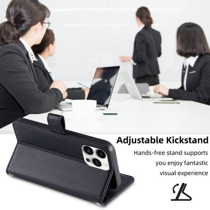 For iPhone 14 Pro Max Sheep Texture Cross-body Zipper Wallet Leather Phone Case(Black) - iPhone 14 Pro Max Cases by buy2fix | Online Shopping UK | buy2fix