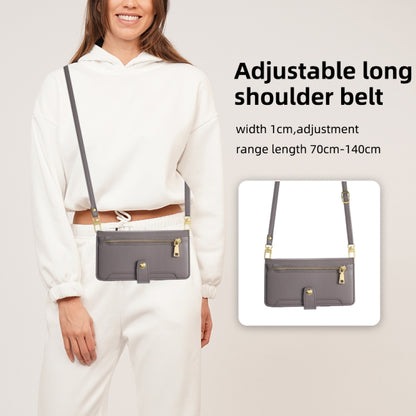 For iPhone 13 mini Sheep Texture Cross-body Zipper Wallet Leather Phone Case(Grey) - iPhone 13 mini Cases by buy2fix | Online Shopping UK | buy2fix