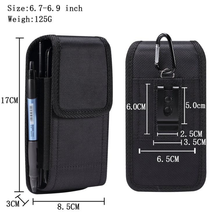 For 6.5-6.9 inch Smartphones Vertical Double Grid Oxford Cloth Phone Case(Black) by buy2fix