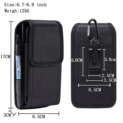 For 6.5-6.9 inch Smartphones Vertical Double Grid Oxford Cloth Phone Case(Black) by buy2fix