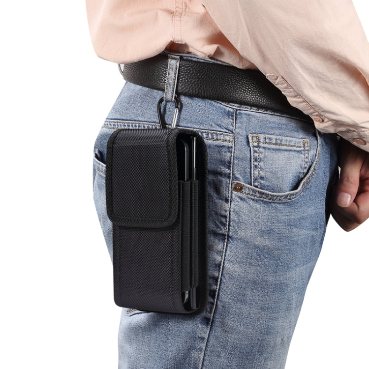 For 6.5-6.9 inch Smartphones Vertical Double Grid Oxford Cloth Phone Case(Black) by buy2fix