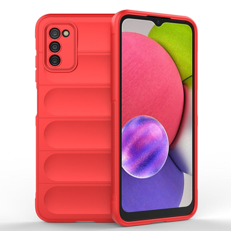 For Samsung Galaxy A03s India Version Magic Shield TPU + Flannel Phone Case(Red) by buy2fix