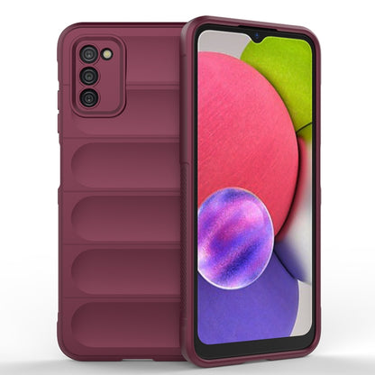For Samsung Galaxy A03s India Version Magic Shield TPU + Flannel Phone Case(Wine Red) by buy2fix