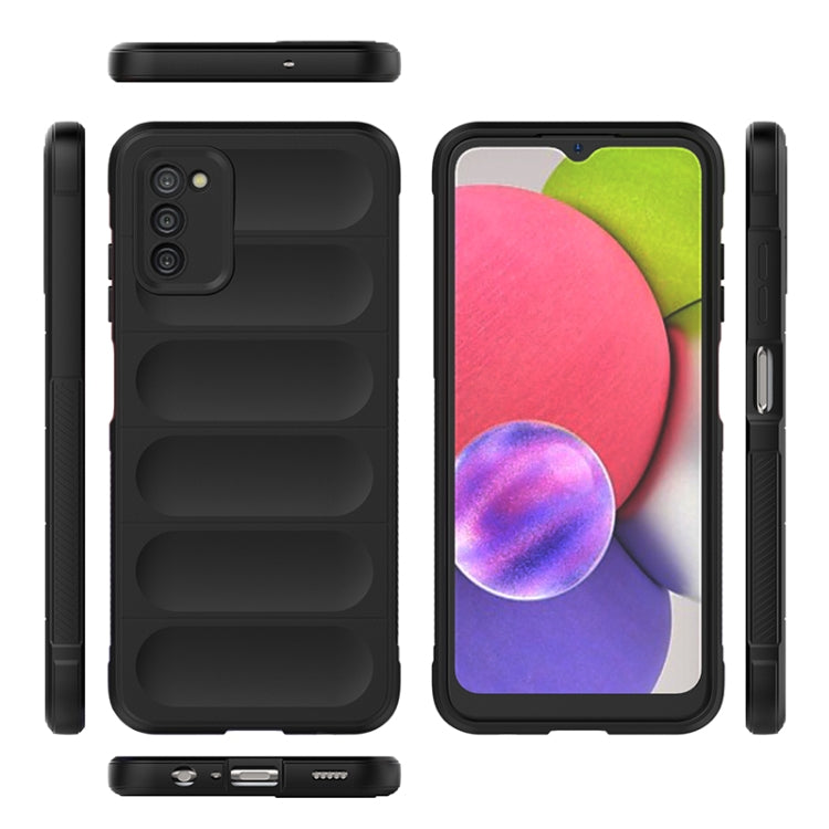 For Samsung Galaxy A03s India Version Magic Shield TPU + Flannel Phone Case(Dark Blue) by buy2fix