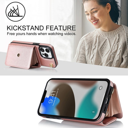 For iPhone 13 Pro RFID Card Slot Phone Case with Long Lanyard(Rose Gold) - iPhone 13 Pro Cases by buy2fix | Online Shopping UK | buy2fix
