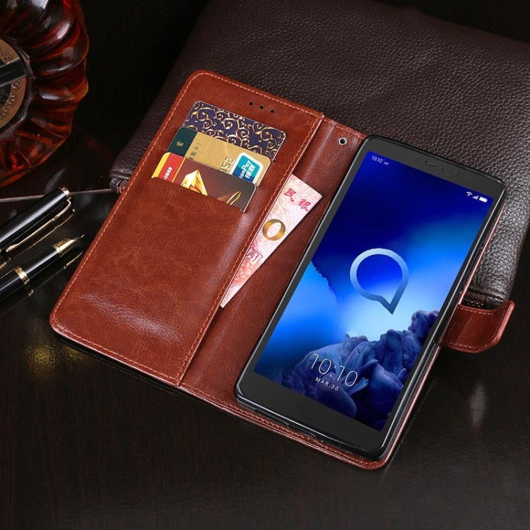 For Alcatel 1V 2019 No Fingerprint idewei Crazy Horse Texture Horizontal Flip Leather Case with Holder & Card Slots & Wallet(Black) - Alcatel Cases by idewei | Online Shopping UK | buy2fix