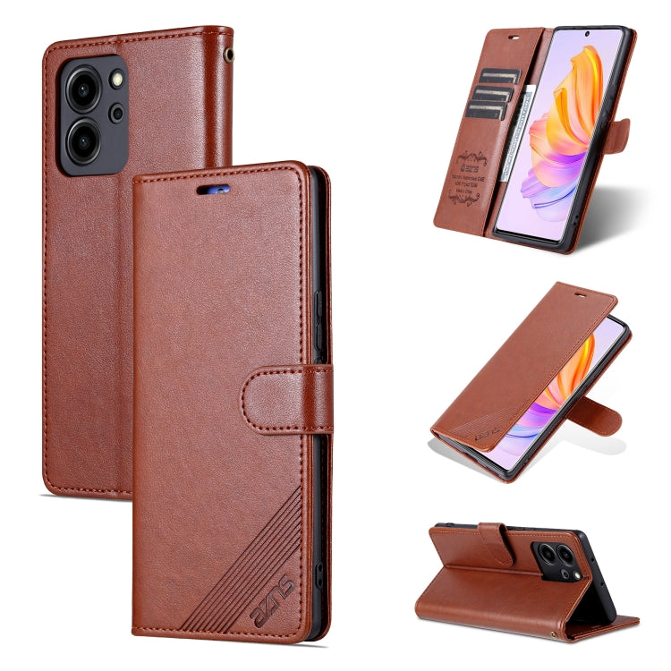 For Honor 80 SE AZNS Sheepskin Texture Flip Leather Phone Case(Brown) - Honor Cases by AZNS | Online Shopping UK | buy2fix