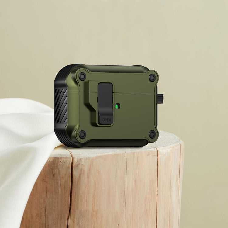 For AirPods Pro 2 Eagle Shockproof Earphone Protective Case with Switch(Army Green) - For AirPods Pro 2 by buy2fix | Online Shopping UK | buy2fix