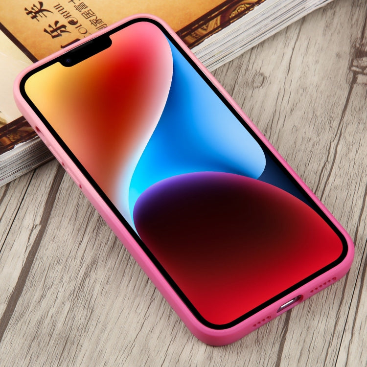 For iPhone 14 Plus Liquid TPU Silicone Gradient MagSafe Phone Case(Pink Red) by buy2fix