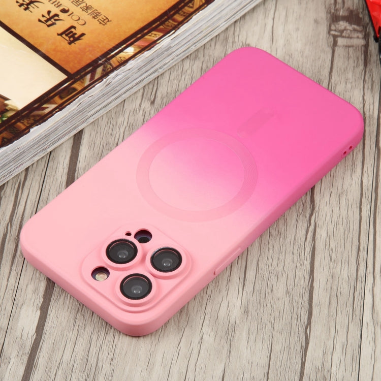 For iPhone 14 Plus Liquid TPU Silicone Gradient MagSafe Phone Case(Pink Red) by buy2fix
