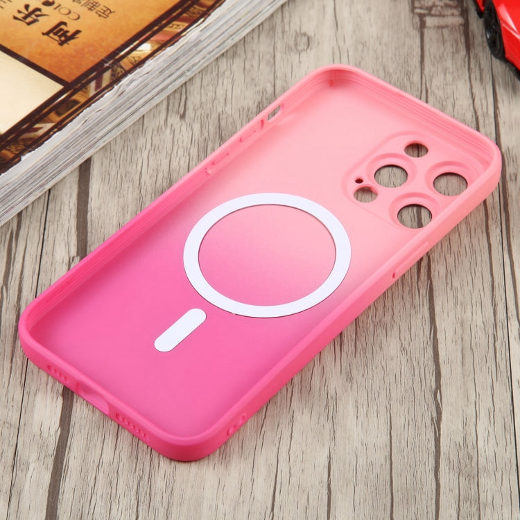 For iPhone 14 Plus Liquid TPU Silicone Gradient MagSafe Phone Case(Pink Red) by buy2fix