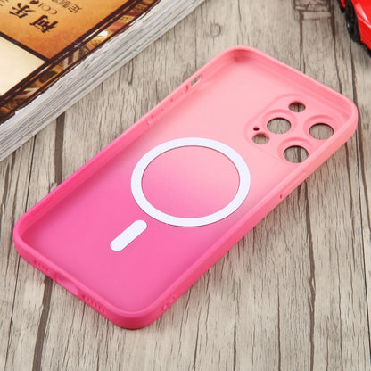 For iPhone 14 Plus Liquid TPU Silicone Gradient MagSafe Phone Case(Pink Red) by buy2fix