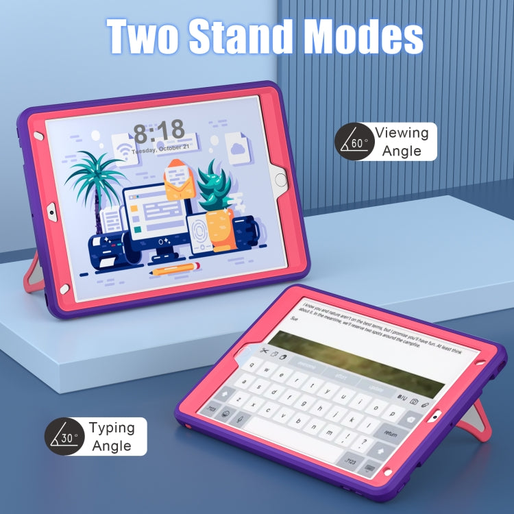 For iPad 10.2 2021 / 2020 / 2019 Silicone + PC Shockproof Protective Tablet Case(Purple+Rose) - iPad 10.2 Cases by buy2fix | Online Shopping UK | buy2fix