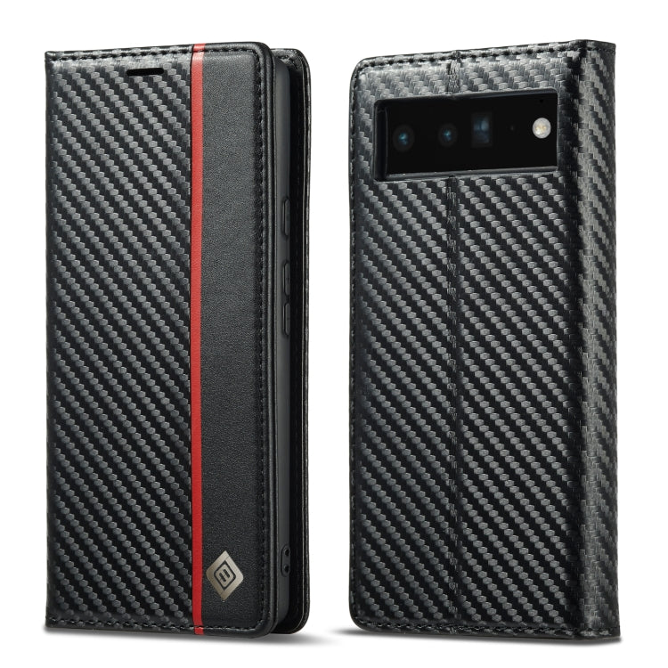 For Google Pixel 6a LC.IMEEKE Carbon Fiber Leather Phone Case(Vertical Black) - Google Cases by LC.IMEEKE | Online Shopping UK | buy2fix