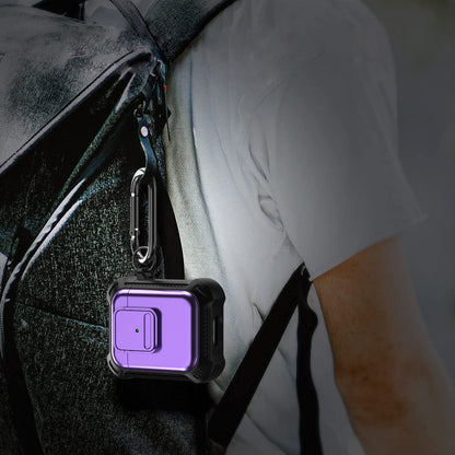 For AirPods 1 / 2 TPU + PC Shockproof Earphone Protective Case with Switch(Purple) by buy2fix