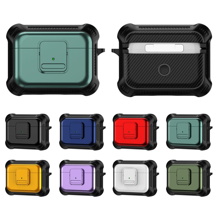 For AirPods Pro TPU + PC Shockproof Earphone Protective Case with Switch(Purple) by buy2fix