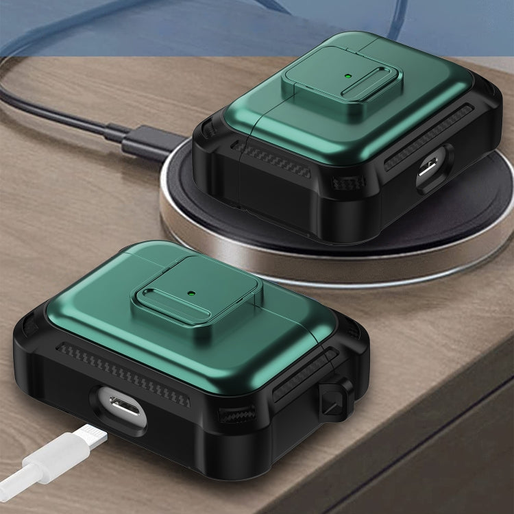 For AirPods Pro TPU + PC Shockproof Earphone Protective Case with Switch(Blue) by buy2fix