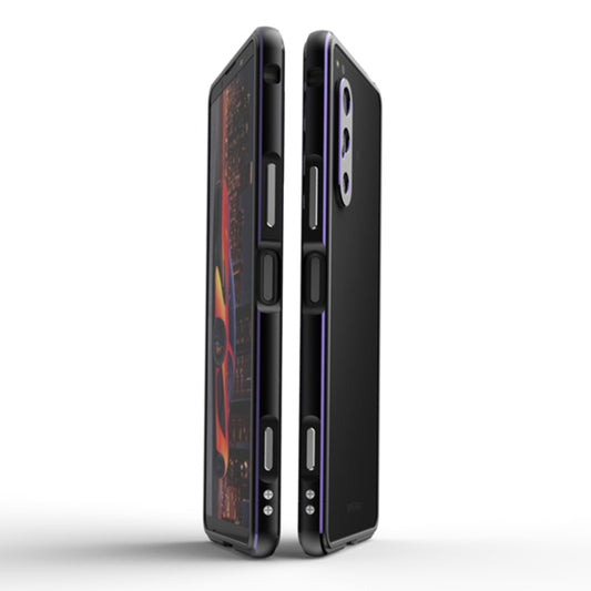 For Sony Xperia 5 Ⅳ Aurora Series Lens Protector + Metal Frame Phone Case(Black+Purple) - Sony Cases by buy2fix | Online Shopping UK | buy2fix