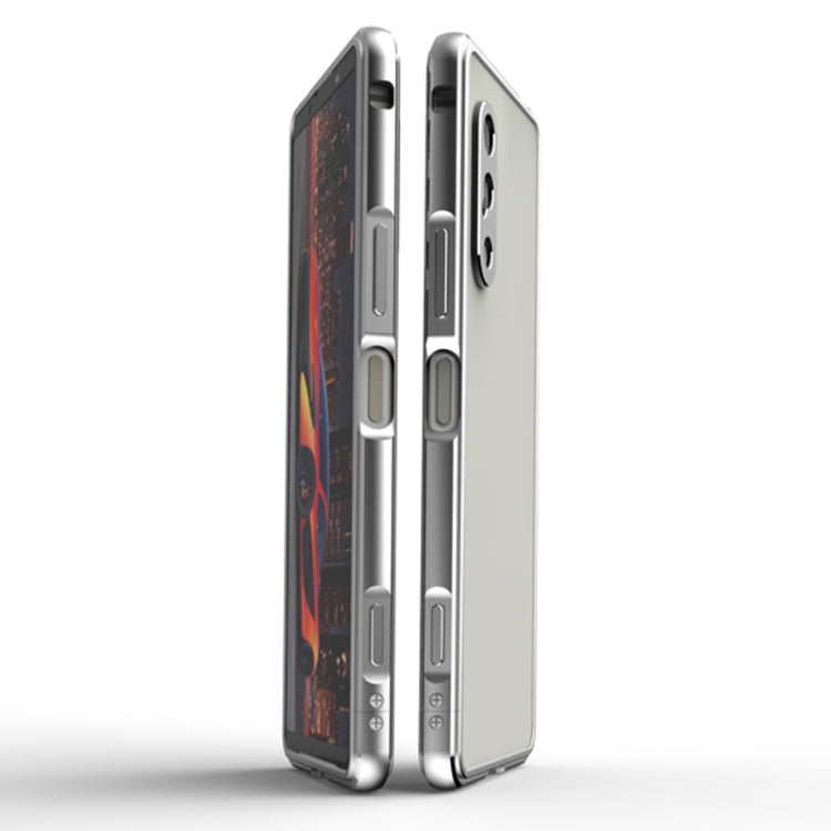 For Sony Xperia 5 Ⅳ Aurora Series Lens Protector + Metal Frame Phone Case(Silver) - Sony Cases by buy2fix | Online Shopping UK | buy2fix