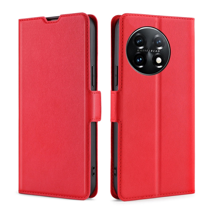 For OnePlus 11 Ultra-thin Voltage Side Buckle Horizontal Flip Leather Phone Case(Red) by buy2fix