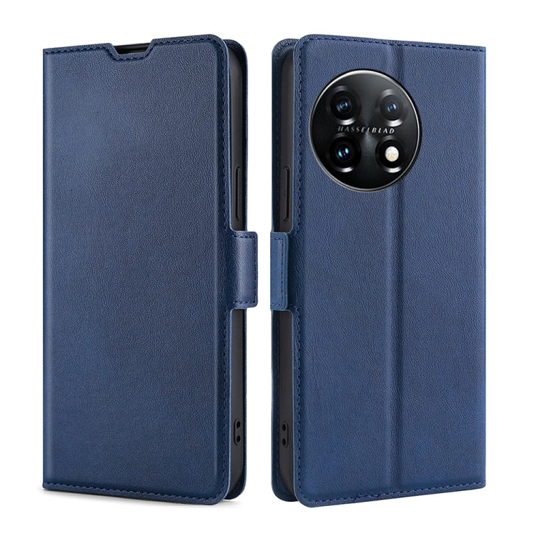 For OnePlus 11 Ultra-thin Voltage Side Buckle Horizontal Flip Leather Phone Case(Blue) - OnePlus Cases by buy2fix | Online Shopping UK | buy2fix