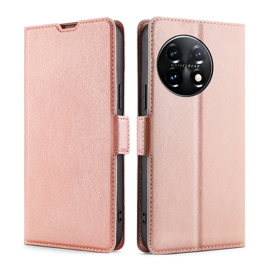 For OnePlus 11 Ultra-thin Voltage Side Buckle Horizontal Flip Leather Phone Case(Rose Gold) by buy2fix