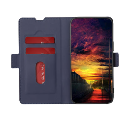 For OnePlus 11 Twill Texture Side Button Leather Phone Case(Blue) by buy2fix