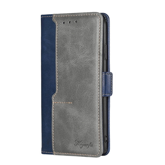 For OnePlus 11 Contrast Color Side Buckle Leather Phone Case(Blue + Grey) by buy2fix