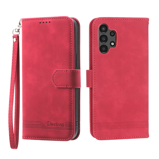 For Samsung Galaxy A13 Dierfeng Dream Line TPU + PU Leather Phone Case(Red)