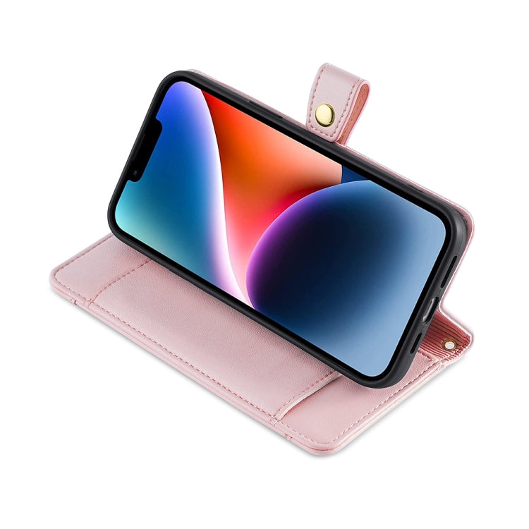 For OnePlus 11 Sheep Texture Cross-body Zipper Wallet Leather Phone Case(Pink) by buy2fix