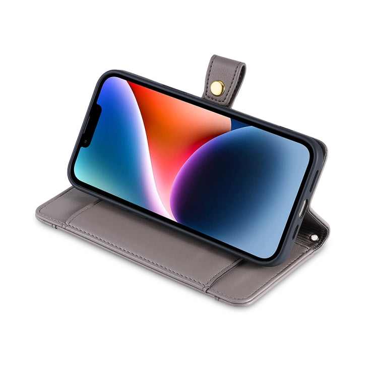 For OnePlus 11 Sheep Texture Cross-body Zipper Wallet Leather Phone Case(Grey) by buy2fix