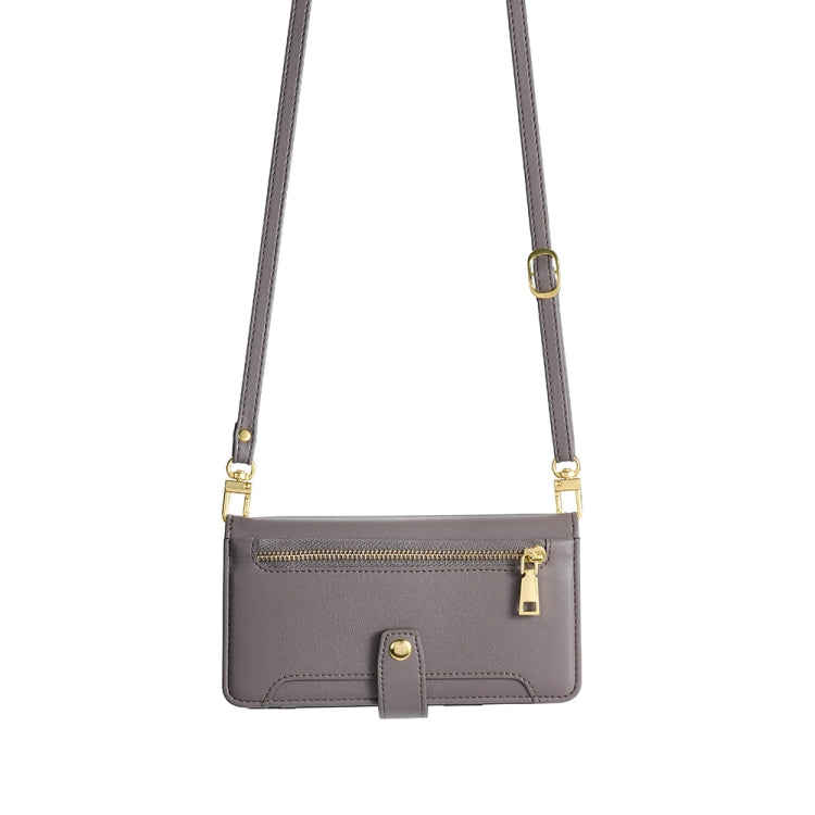 For OnePlus 11 Sheep Texture Cross-body Zipper Wallet Leather Phone Case(Grey) by buy2fix