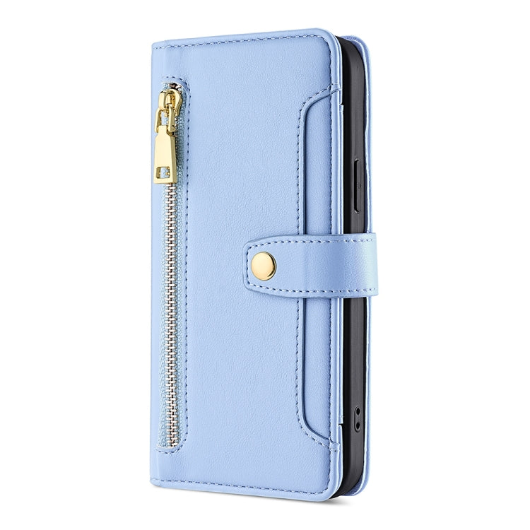 For OnePlus 11 Sheep Texture Cross-body Zipper Wallet Leather Phone Case(Blue) by buy2fix