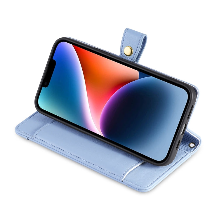 For OnePlus 11 Sheep Texture Cross-body Zipper Wallet Leather Phone Case(Blue) by buy2fix