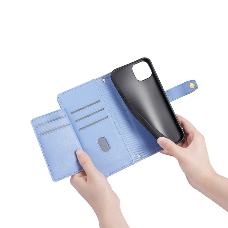 For OnePlus 11 Sheep Texture Cross-body Zipper Wallet Leather Phone Case(Blue) by buy2fix