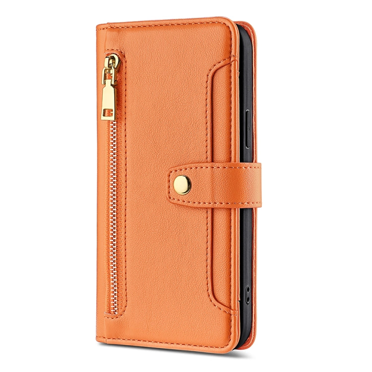 For OnePlus 11 Sheep Texture Cross-body Zipper Wallet Leather Phone Case(Orange) by buy2fix