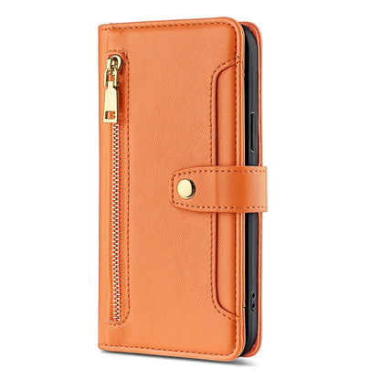 For OnePlus 11 Sheep Texture Cross-body Zipper Wallet Leather Phone Case(Orange) by buy2fix