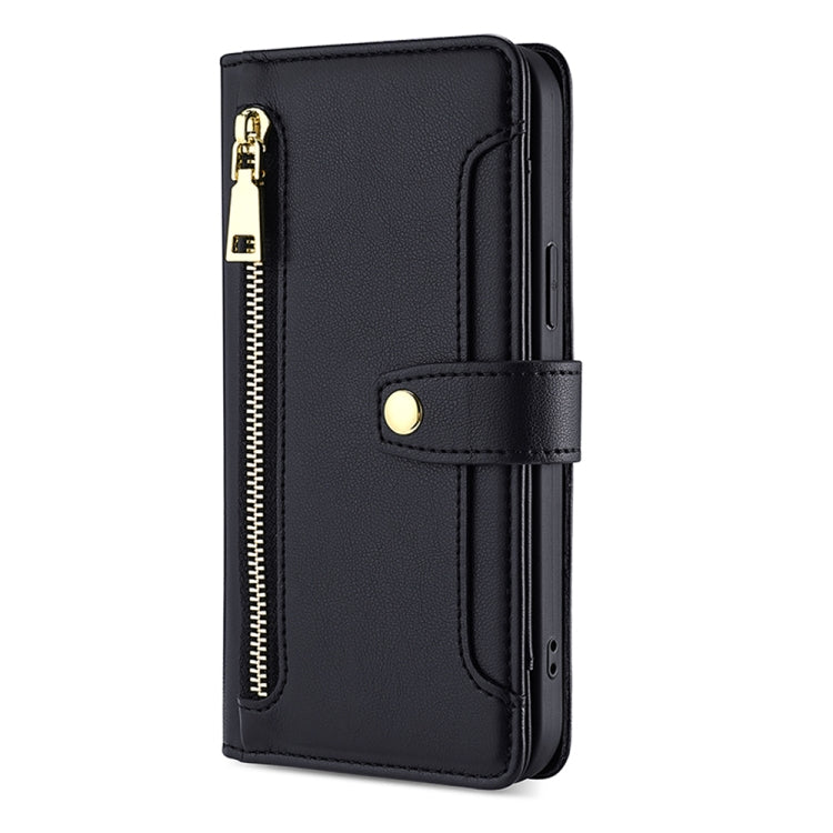 For OnePlus 11 Sheep Texture Cross-body Zipper Wallet Leather Phone Case(Black) by buy2fix