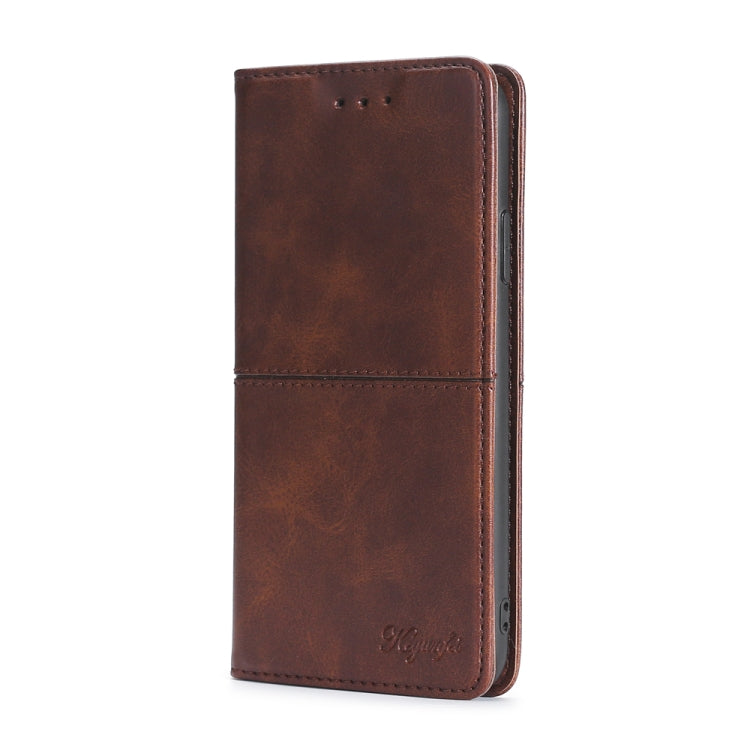 For OnePlus 11 Cow Texture Magnetic Horizontal Flip Leather Phone Case(Dark Brown) by buy2fix