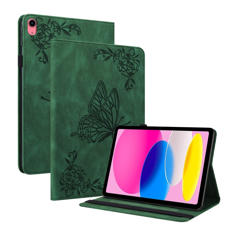 For iPad 2025 / 2022 Butterfly Flower Embossed Leather Tablet Case(Green) - iPad 2025 / 2022 Cases by buy2fix | Online Shopping UK | buy2fix