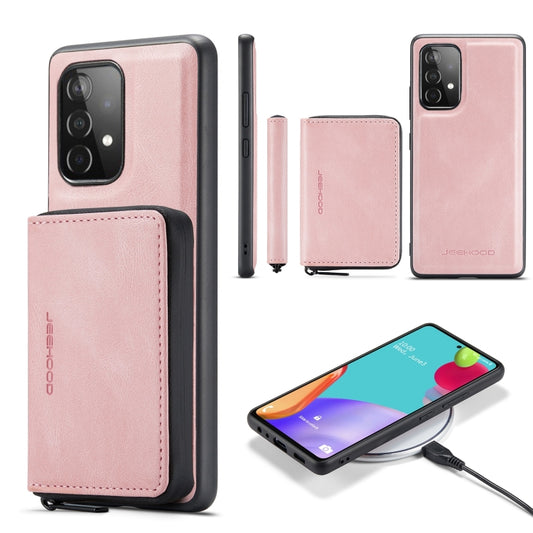 For Samsung Galaxy A53 5G JEEHOOD Magnetic Zipper Horizontal Flip Leather Phone Case(Pink) - Galaxy Phone Cases by JEEHOOD | Online Shopping UK | buy2fix