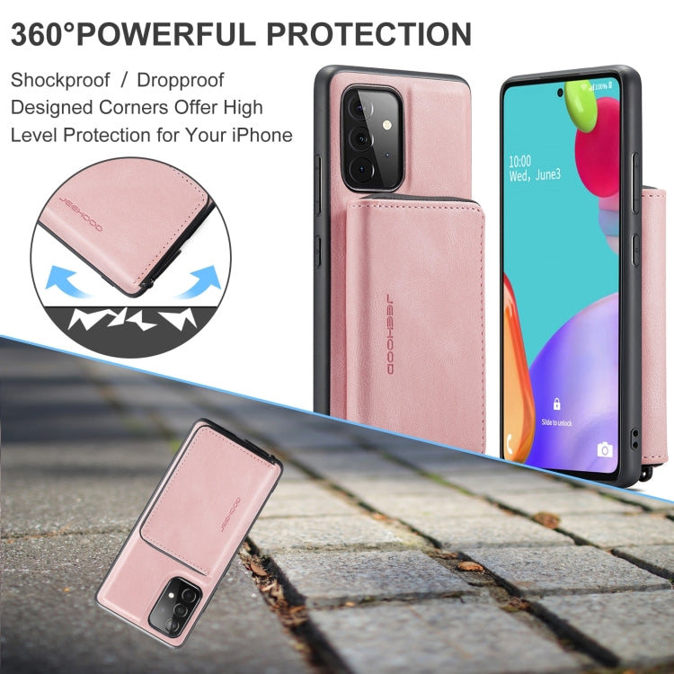 For Samsung Galaxy A53 5G JEEHOOD Magnetic Zipper Horizontal Flip Leather Phone Case(Pink) - Galaxy Phone Cases by JEEHOOD | Online Shopping UK | buy2fix