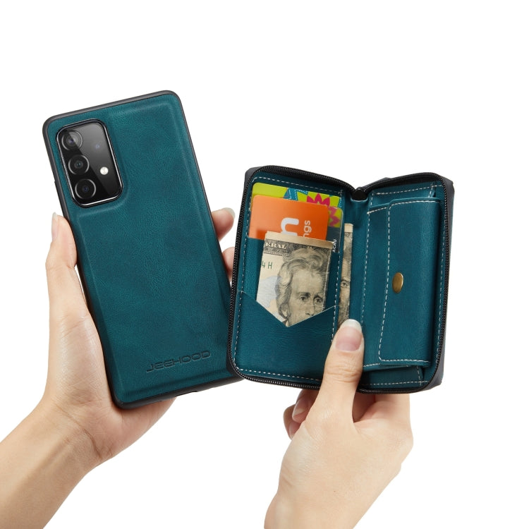 For Samsung Galaxy A53 5G JEEHOOD Magnetic Zipper Horizontal Flip Leather Phone Case(Blue) - Galaxy Phone Cases by JEEHOOD | Online Shopping UK | buy2fix