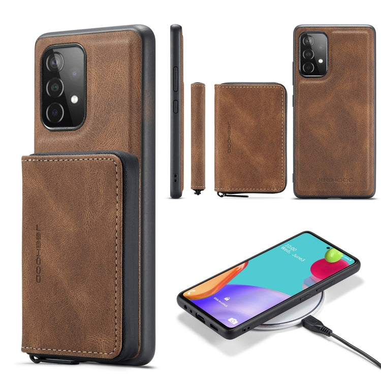 For Samsung Galaxy A53 5G JEEHOOD Magnetic Zipper Horizontal Flip Leather Phone Case(Brown) - Galaxy Phone Cases by JEEHOOD | Online Shopping UK | buy2fix