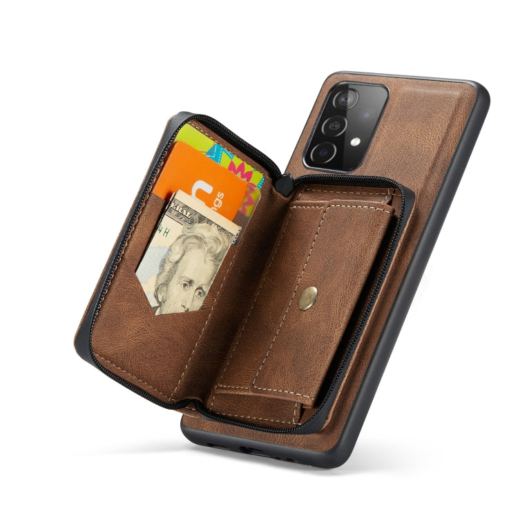 For Samsung Galaxy A53 5G JEEHOOD Magnetic Zipper Horizontal Flip Leather Phone Case(Brown) - Galaxy Phone Cases by JEEHOOD | Online Shopping UK | buy2fix