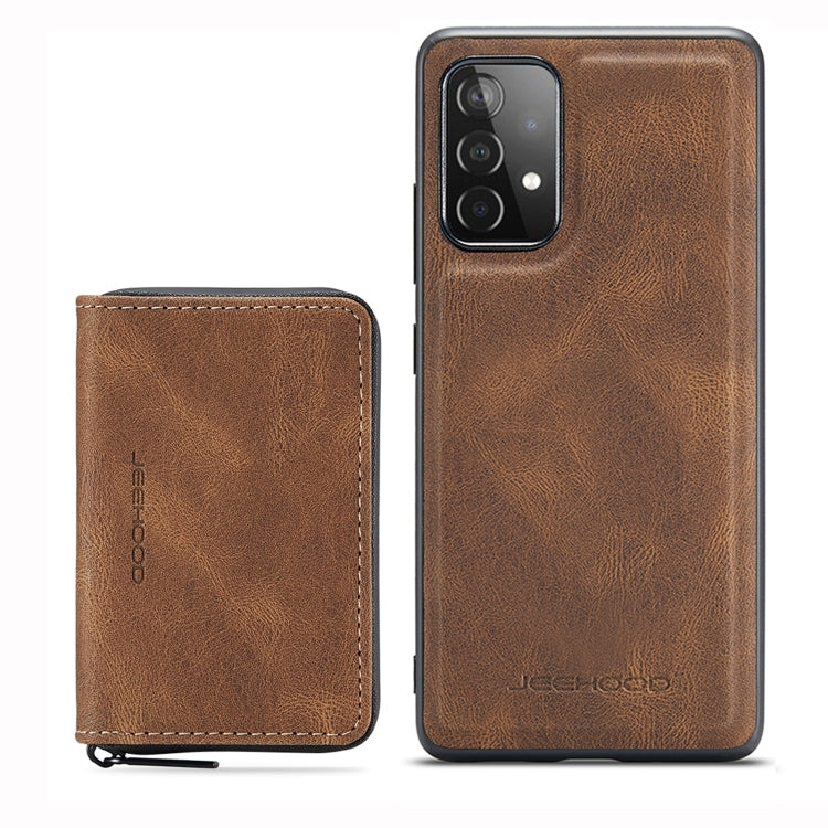 For Samsung Galaxy A53 5G JEEHOOD Magnetic Zipper Horizontal Flip Leather Phone Case(Brown) - Galaxy Phone Cases by JEEHOOD | Online Shopping UK | buy2fix